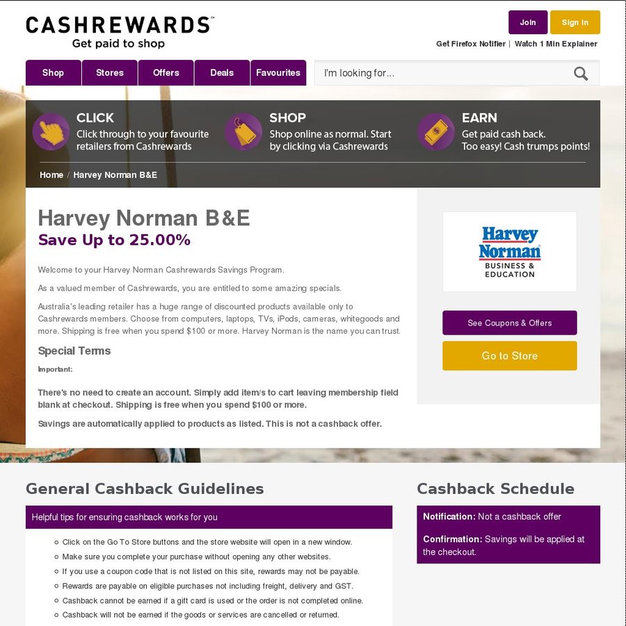 Harvey norman cashrewards