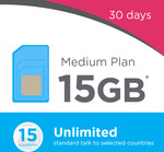 Lebara Medium Plan Starter Pack - 30 Days 15GB Unlimited Calls & SMS/MMS for $7.86