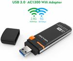 Wavlink Dual Band AC1300 Wireless USB 3.0 Adapter - 2.4GHz 400mbps/5GHz 867mbps $8.98 + Post ($0 with Prime) @ Wavlink Amazon AU
