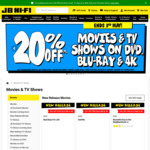 JB Hi-Fi - 20% off Blu Ray, 4K & DVDs