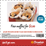 Brumby's 4 Muffins for $6