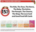 15% off The Kids, Teen, Home, Baby, Active, Pamper, Cinema, Shop, Love & Good Food Gift Cards @ Coles