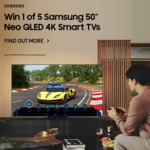 Win 1 of 5 Samsung QN90BA 50” Neo QLED 4K Smart TVs Worth $2,495 from JB Hi-Fi