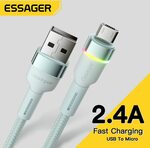 Essager Micro USB Nylon Braided RGB Cable 1m US$2.11 (~A$2.80), 2m US$3.40 (~A$4.51) Shipped @ ESSAGER Flagship AliExpress