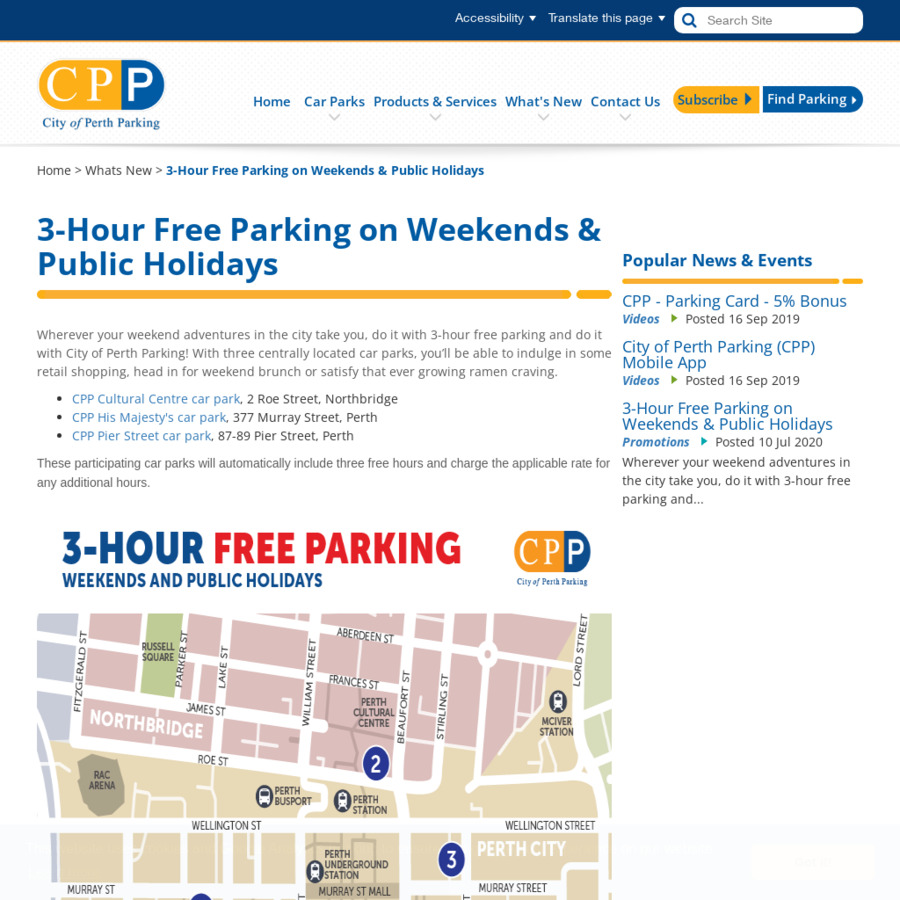 WA 3 Hour Free Parking on Weekends Public Holidays City of