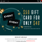 $50 Event Cinemas Gift Card for $40 (Cinebuzz Members) @ Event Cinema