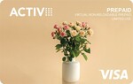 No Purchase Fee for Minimum $100 Activ Visa Flowers eGift Card (Save $4.95 Per Gift Card, 2000 Uses Only) @ Giftz.com.au