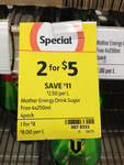 2 x 4-Pack 250 ml Mother Sugar-Free for $5 at Coles