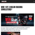 Win 1 of 3 Nulon Racing Simulators Valued at $12,500 Each from Nulon & Super Cheap Auto [Requires Purchase]