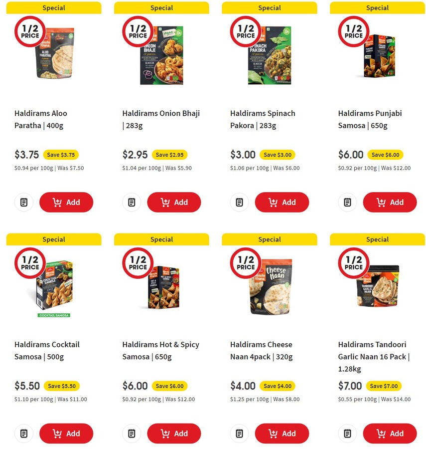 12 Price Haldirams Frozen Items Eg Bhaji 295 Tandoori Naan 16