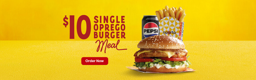 Single Oprego Burger Meal $10 C&C @ Oporto (via App/Online) - OzBargain