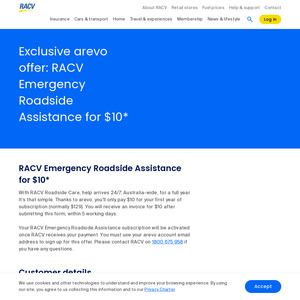 [VIC] RACV Emergency Roadside Assistance Cover for 1 Year $10 (Normally $134) for New Customers @ Arevo Fuel Finder App