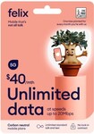 Felix $40 28-Day Unlimited Mobile Data SIM Card $15 @ Coles (In-Store Only)