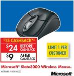 Microsoft Slate3000 Wireless Mouse $9 (after $15 MS cashback) @ Harvey Norman