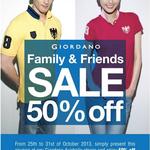 Giordano Friends & Family 50% off Full Priced Items Coupon - Ends 31st October