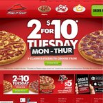 Pizza 2 for $10 ($5 each) Mon-Thurs PIZZA HUT Pickup (Excl ACT & WA)