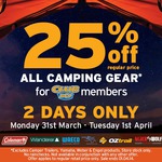 BCF (Members Only) 25 % off All Camping Gear