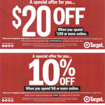 Get $20 off $100+ or Get 10% off $60+ @ Target Online