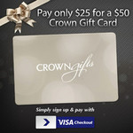 Melbourne: $25 for a $50 Gift Card from Crown Gifts, Exclusive to Visa Checkout via Cudo (600 Cards Available)