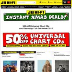 50% off Universal Chart CDs (All Now $10 with Coupon) @ JB Hi-Fi (Instant Deals Members)