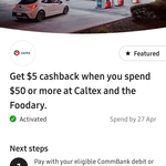 Commbank Rewards - Get $5 Back When You Spend $50 or More @ Caltex
