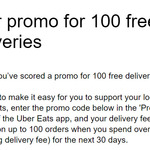 Free Delivery on Next 100 Orders (Min Spend $10) @ Uber Eats