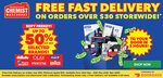 Free Fast Delivery For Orders Above $30 (Excludes Prescriptions, Pharmacy-Only Medication), ½ Price Olay @ Chemist Warehouse
