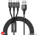 4x Baseus "3 in 1" 3A Micro USB, Lightning, Type C USB Charging Data Sync Cable 1.2m $19.96 ($4.99 Each) + Del @ Shopping Square