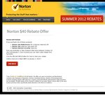 Symantec Norton $40 Cashback Summer 2012 Offer
