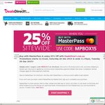 Deals Direct 25% off Store Wide. Pay with Masterpass