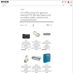 $15 off for Every $75 Spent on Selected Electronics @ Myer until 11:59pm AEDST Sunday 3/1/2016