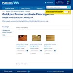 Quickpro 8mm Laminate Flooring $9.95m2 Available in 3 Colours $18.85 Per Pack Save $9.39@Masters