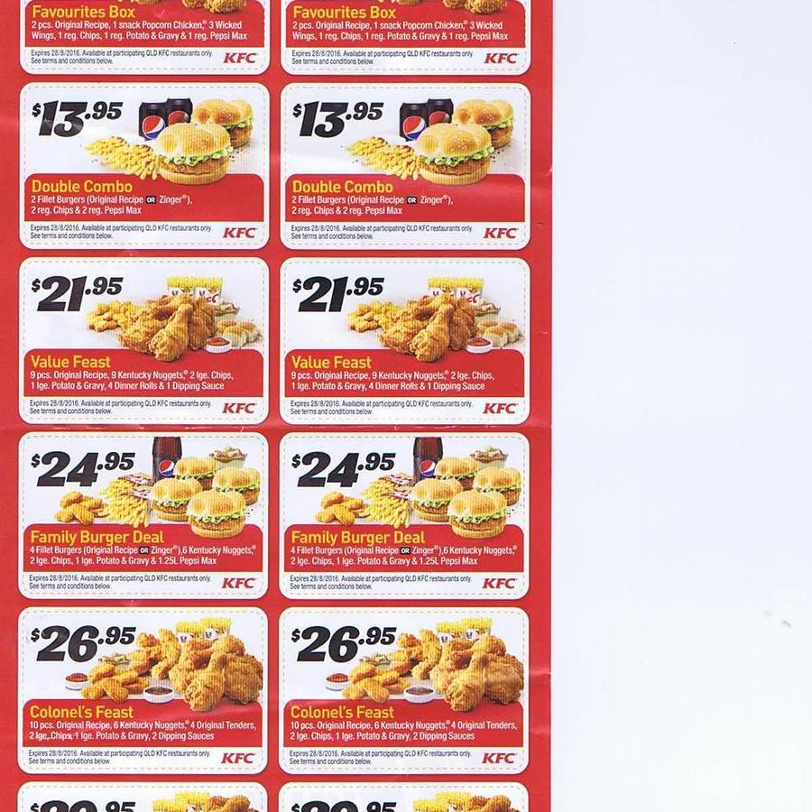 Kfc menu deals qld