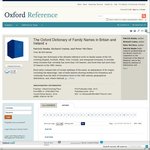 Free - Oxford Dictionary Database of UK &  Ireland Names & Origins