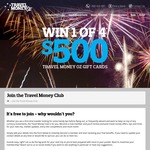 Win 1 of 4 $500 Gift Cards from Travel Money Oz