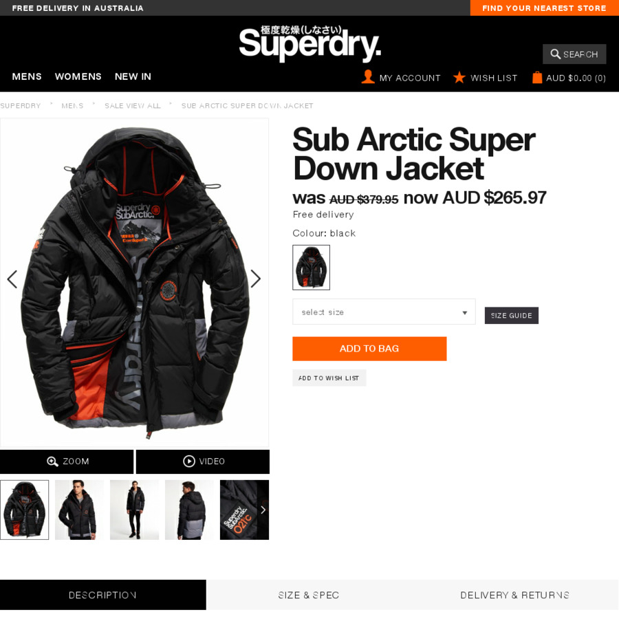 Superdry sub arctic super down cheap jacket