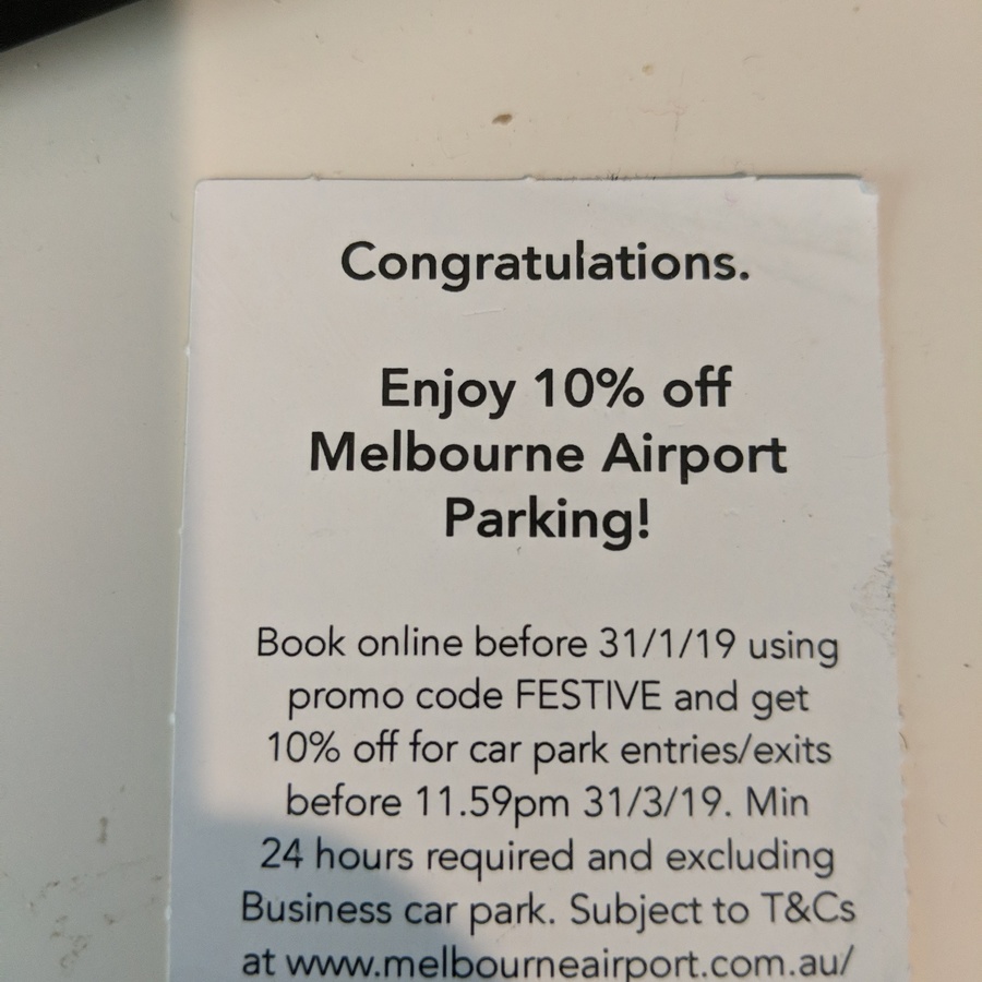 10 off Melbourne Airport Parking (Min 24 Hours Required and Parking Must Finish by March 31