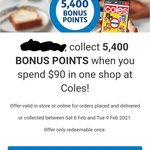 5400 flybuys Points When You Spend $90 @ Coles