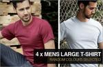 $16 for 4 x Mens T-Shirts, Random Colors, Size Large Only, Includes Delivery