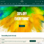 20% off Everything Online Only + Delivery (Free with $49 Spend) @ The Body Shop
