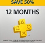½ Price - 12 Month PlayStation Plus Subscription $39.95 (New/Expired Subscribers Only) @ PlayStation Store