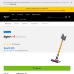 Dyson V8 Absolute Vacuum Cleaner $649 Delivered ($250 off) @ Dyson Australia
