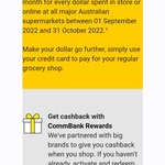 Earn 2% Cashback (up to $30 Per Month) at All Major Supermarkets with Your Commbank Credit Card