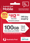 Australia Post Prepaid 365-Day 100GB Mobile Plan $112.50 (25% off) @ Australia Post