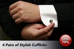 4 Pairs Men's or Women's Cufflinks for $39: Choose from 50+ Designs