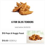 Maxi Popcorn Chicken, 10 Nuggets & 2 Sauces $10, 6 Tenders $6.95 @ KFC (Pick-up Only)
