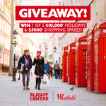 Win 1 of 5 $10,000 Holidays and $5,000 Shopping Sprees from Flight Centre