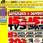 JB Hi-Fi Super Saturday & Sunday - 15% off TVs & Computers, 20% off BD/DVD/CD, 30% off Car Sound