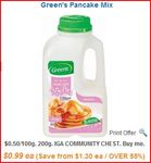 Green's Pancake Mix 200g $0.99 at IGA (save $1.30)