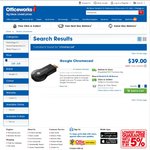 Google Chromecast $39 @ Officeworks, Domayne & Harvey Norman + Shipping or Free Click & Collect